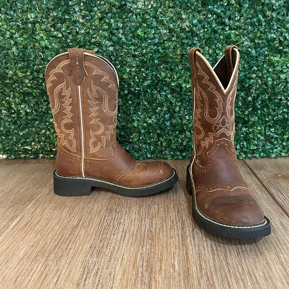 Justin Women’s 7.5B Brown Leather Roper Cowboy Boots – Western Classic - Picture 4 of 10